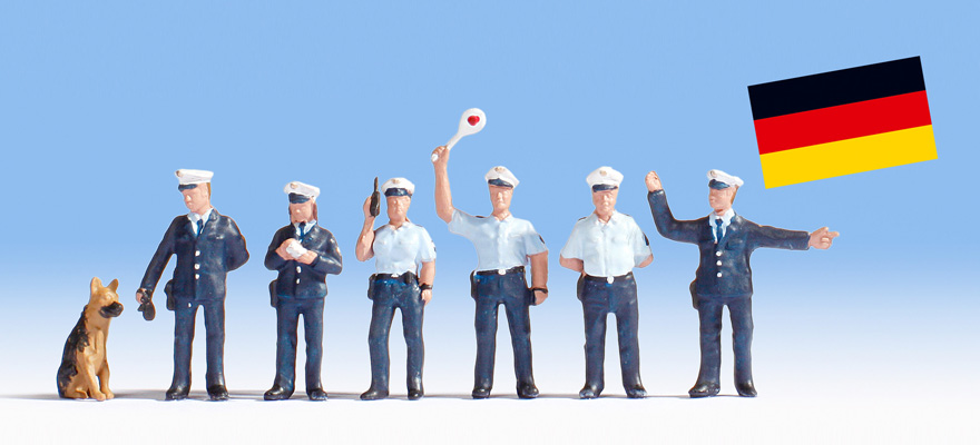 15091 HO/OO Scale Police Officers & Dog (Blue Uniform) (image for) 15091 HO/OO Scale Police Officers & Dog (Blue Uniform)