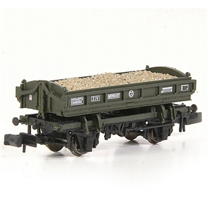 E87537 14T 'Mermaid' Side Tipping Ballast Wagon BR Olive Green (image for) E87537 14T 'Mermaid' Side Tipping Ballast Wagon BR Olive Green