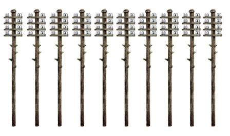211 N GAUGE Telegraph Poles (10 Per Pack) (image for) 211 N GAUGE Telegraph Poles (10 Per Pack)