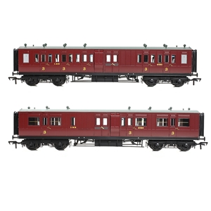 39-883 LNWR 50ft Arc Roof Brake Third Corridor LMS Crimson Lake (image for) 39-883 LNWR 50ft Arc Roof Brake Third Corridor LMS Crimson Lake