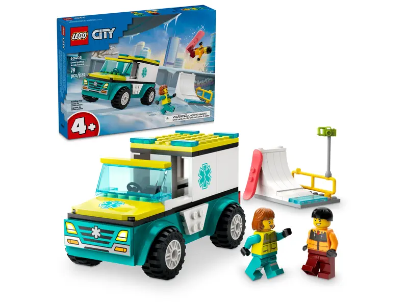 60403 Emergency Ambulance and Snowboarder (image for) 60403 Emergency Ambulance and Snowboarder
