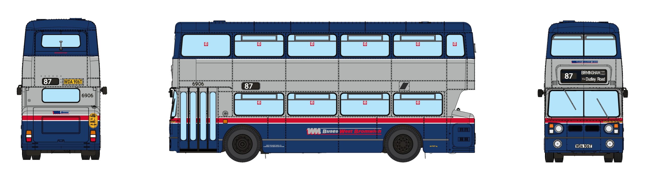 901029 Fleetline #6906 – WM Blue/Silver – 87 BIRMINGHAM (image for) 901029 Fleetline #6906 – WM Blue/Silver – 87 BIRMINGHAM