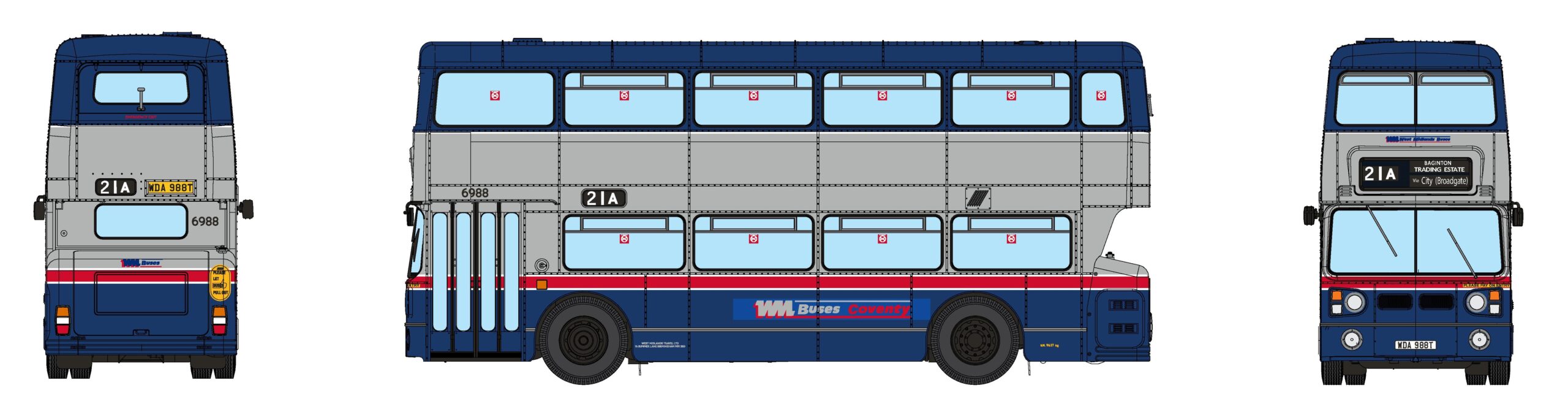 901031 Fleetline #6988 – WM Blue/Silver – 21A BAGINTON (image for) 901031 Fleetline #6988 – WM Blue/Silver – 21A BAGINTON