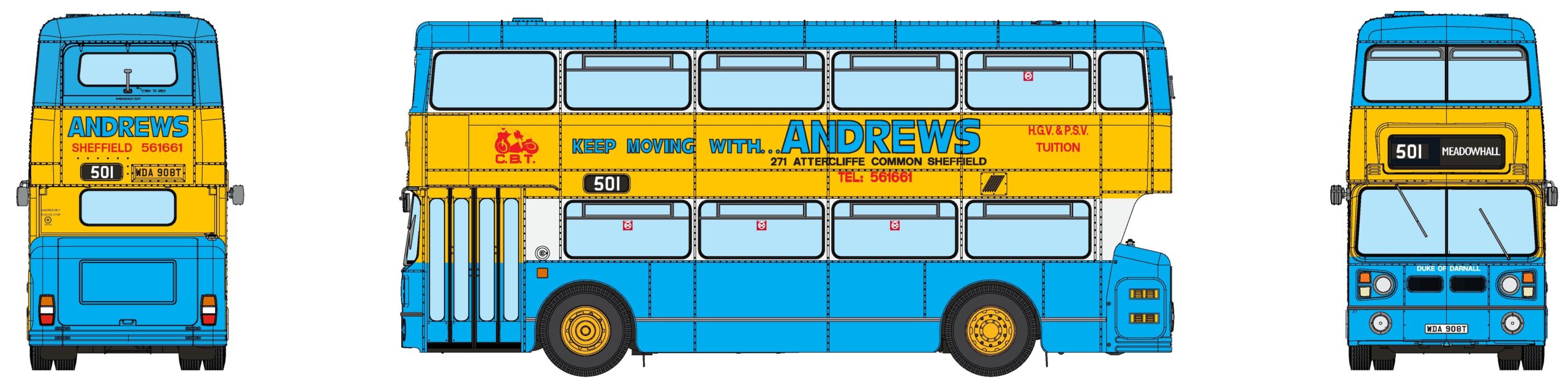 901034 Fleetline #6908 – Andrews of Sheffield – 501 MEADOWHALL (image for) 901034 Fleetline #6908 – Andrews of Sheffield – 501 MEADOWHALL