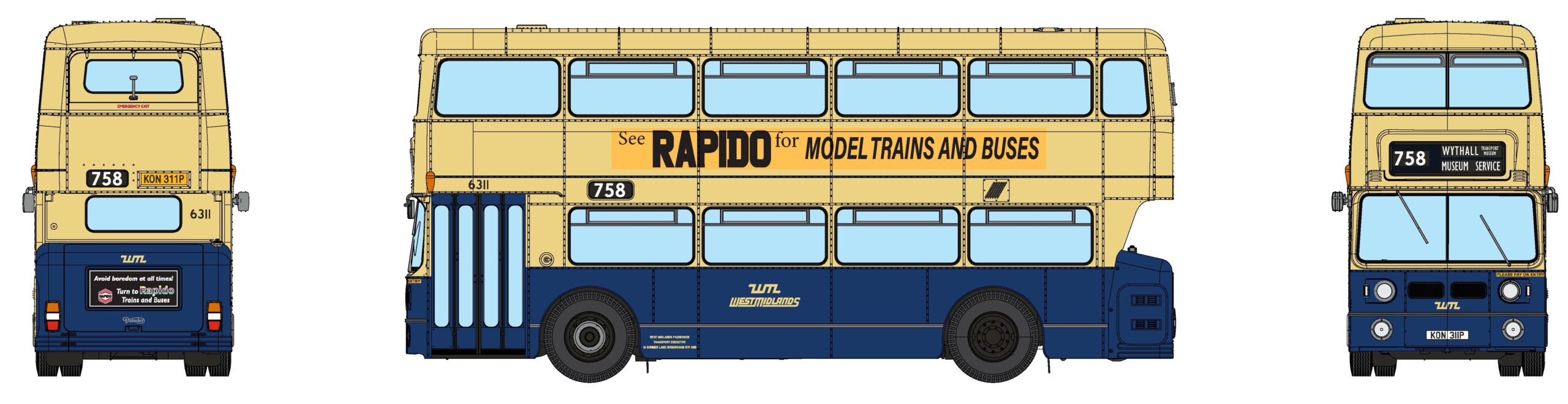 901036 Fleetline #6311 – 758 WYTHALL TRANSPORT MUSEUM SERVICE (image for) 901036 Fleetline #6311 – 758 WYTHALL TRANSPORT MUSEUM SERVICE