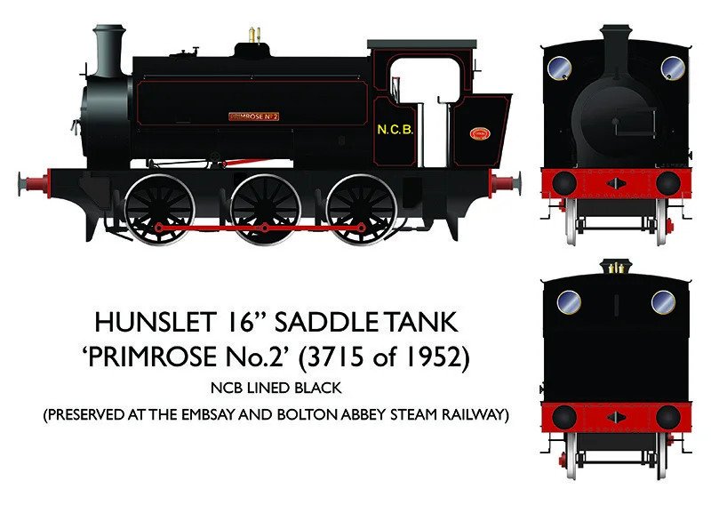 903006 16″ Hunslet – “Primrose No.2” NCB Lined Black (image for) 903006 16″ Hunslet – “Primrose No.2” NCB Lined Black