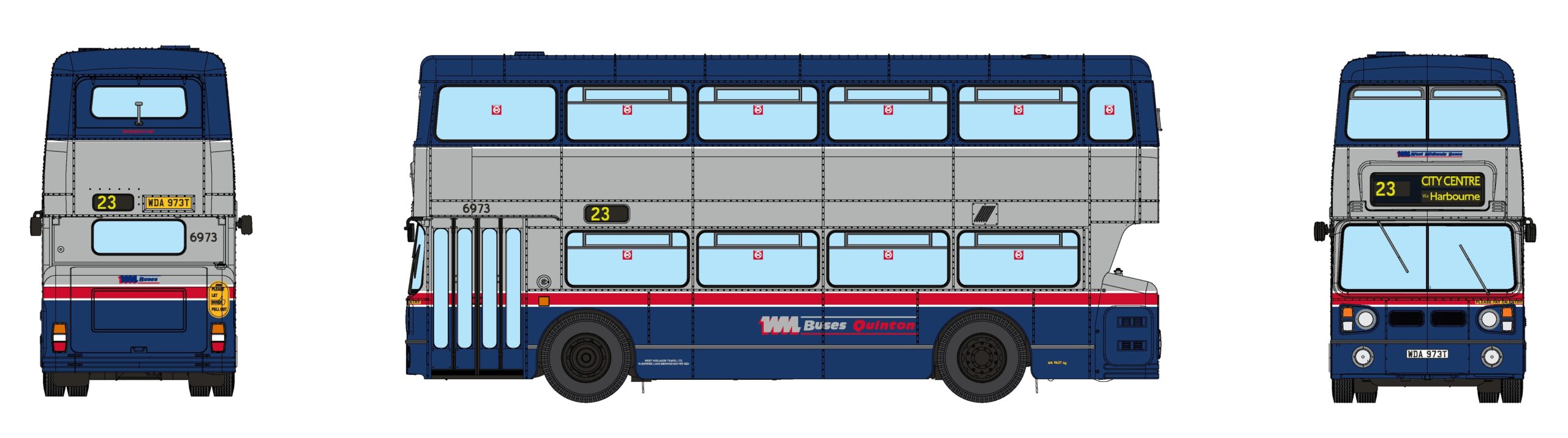 901030 Fleetline #6973 – WM Blue/Silver – 23 CITY CENTRE (image for) 901030 Fleetline #6973 – WM Blue/Silver – 23 CITY CENTRE