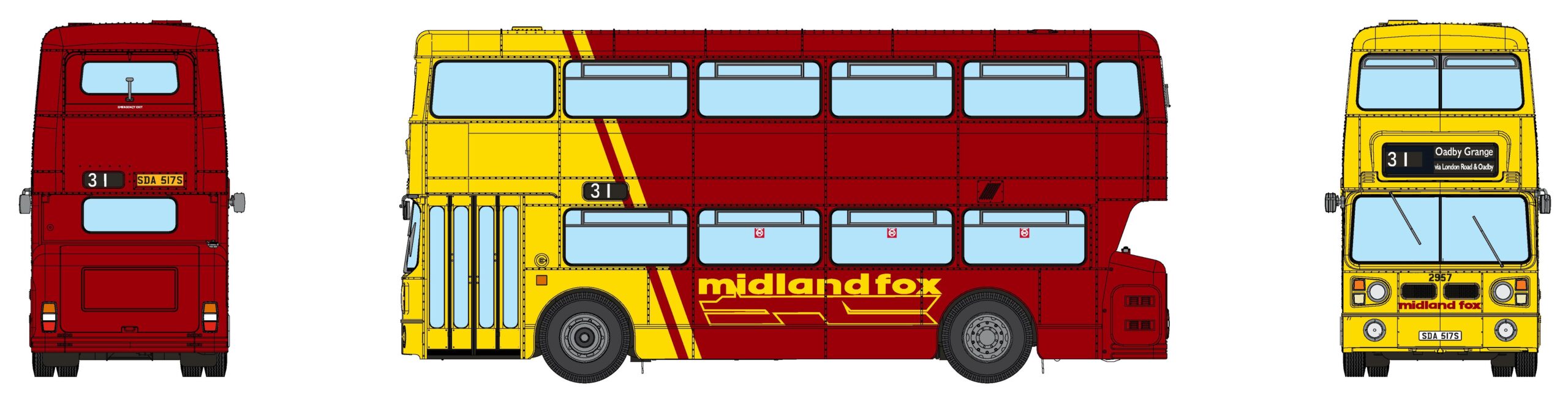 901032 Fleetline #2957 – Midland Fox – 31 OADBY GRANGE (image for) 901032 Fleetline #2957 – Midland Fox – 31 OADBY GRANGE