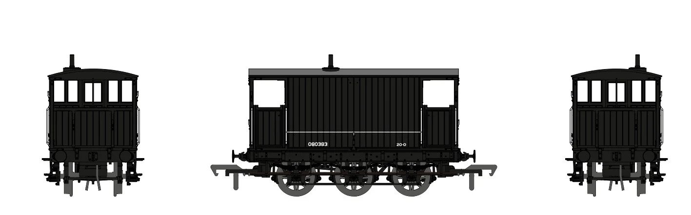 931010 SECR 6 Wheel Brake Van – No.80383 – Engineers Black (image for) 931010 SECR 6 Wheel Brake Van – No.80383 – Engineers Black