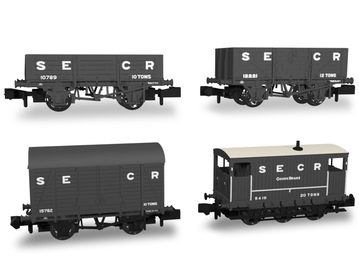 942001 SECR Wagons Pack 1 – SECR Livery Freight Train (image for) 942001 SECR Wagons Pack 1 – SECR Livery Freight Train