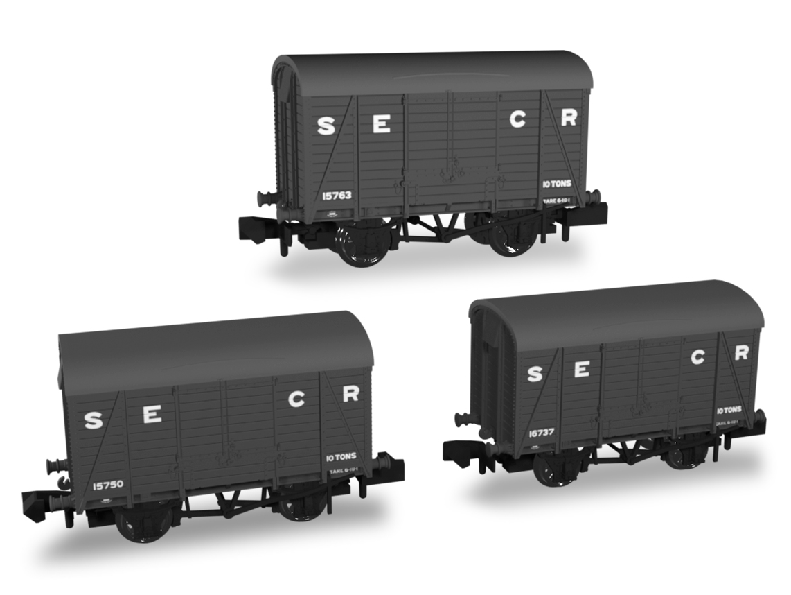 942004 SECR Wagons Pack 4 – SECR Livery 10t Vans (Dia.1426) (image for) 942004 SECR Wagons Pack 4 – SECR Livery 10t Vans (Dia.1426)