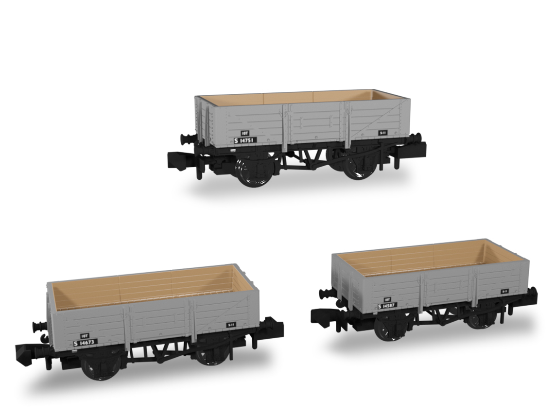 942014 SECR Wagons Pack 2 – BR Livery 5 Planks (Dia.1349) (image for) 942014 SECR Wagons Pack 2 – BR Livery 5 Planks (Dia.1349)