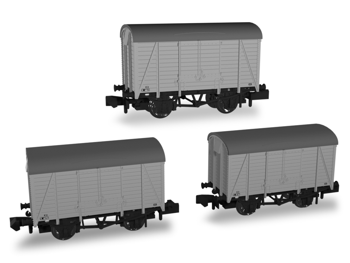 942016 SECR Wagons Pack 4 – BR Livery 10t Vans (Dia.1426) (image for) 942016 SECR Wagons Pack 4 – BR Livery 10t Vans (Dia.1426)