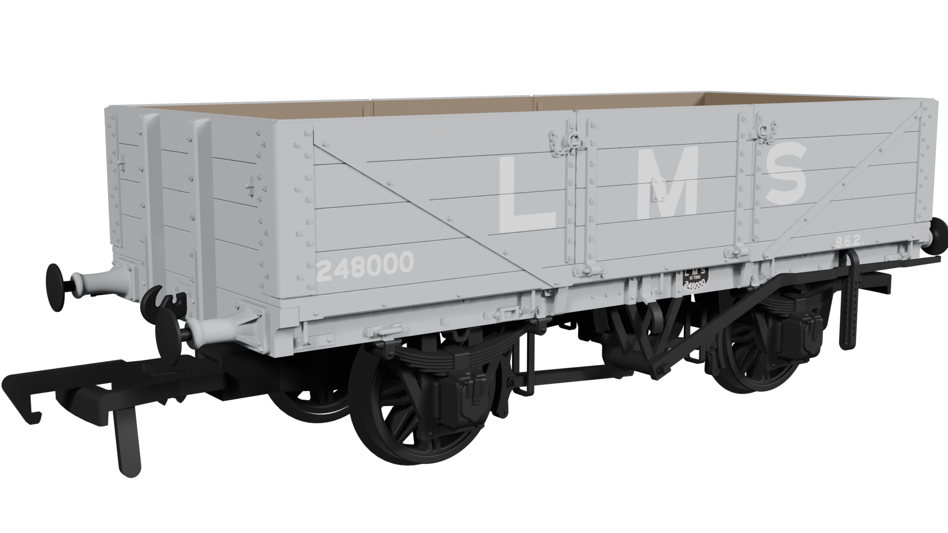 950015 LNWR D90 4-Plank Open – No.248000 LMS Grey (pre-1936) (image for) 950015 LNWR D90 4-Plank Open – No.248000 LMS Grey (pre-1936)