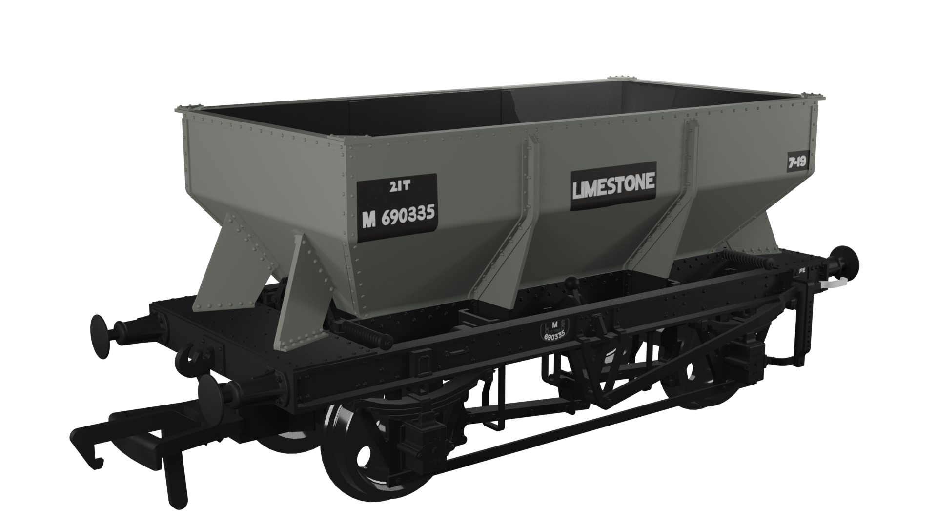 963010 LMS Iron Ore Hopper – BR (Limestone) No.M690335 (image for) 963010 LMS Iron Ore Hopper – BR (Limestone) No.M690335