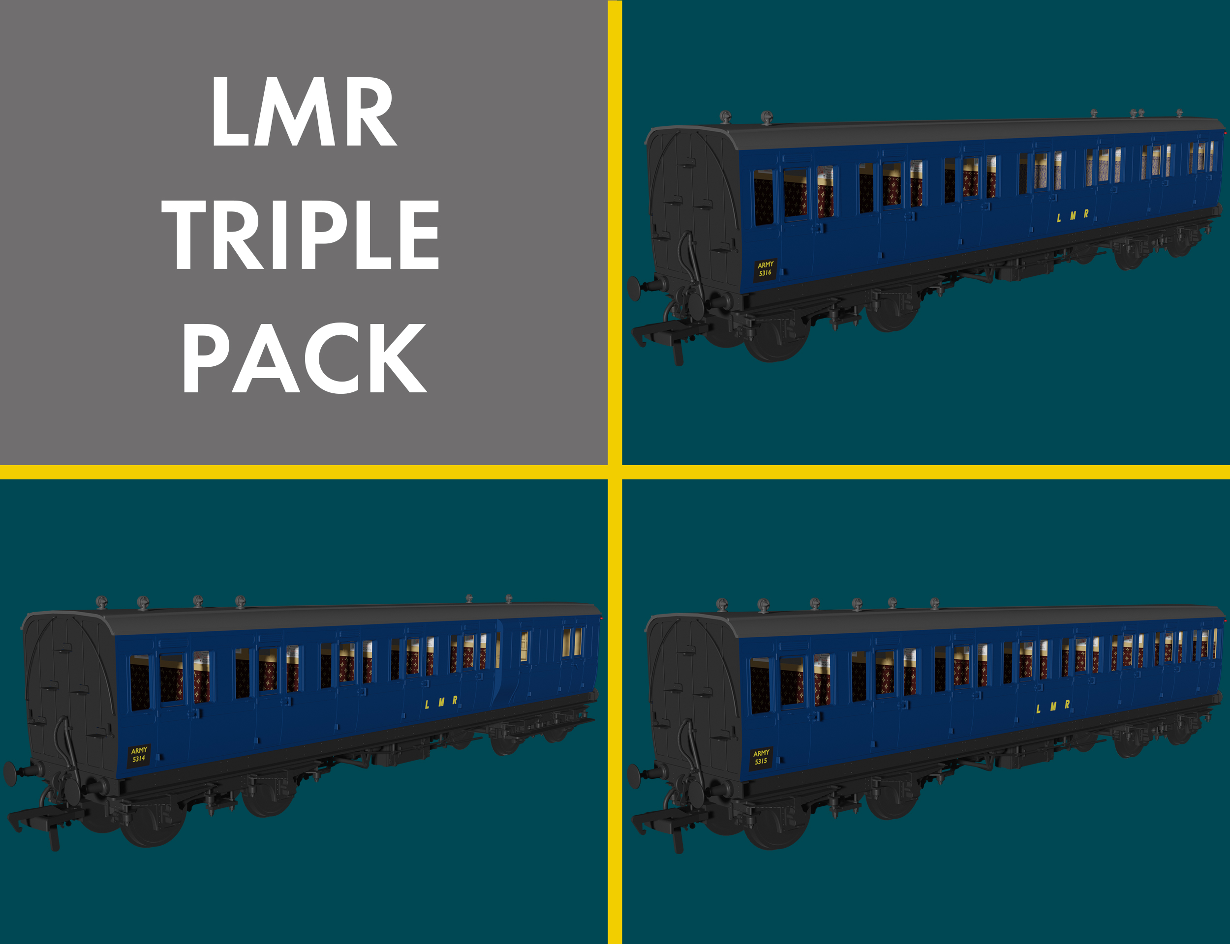 978033 LMR ‘Evolution’ Non-Corridor Carriage Pack (image for) 978033 LMR ‘Evolution’ Non-Corridor Carriage Pack