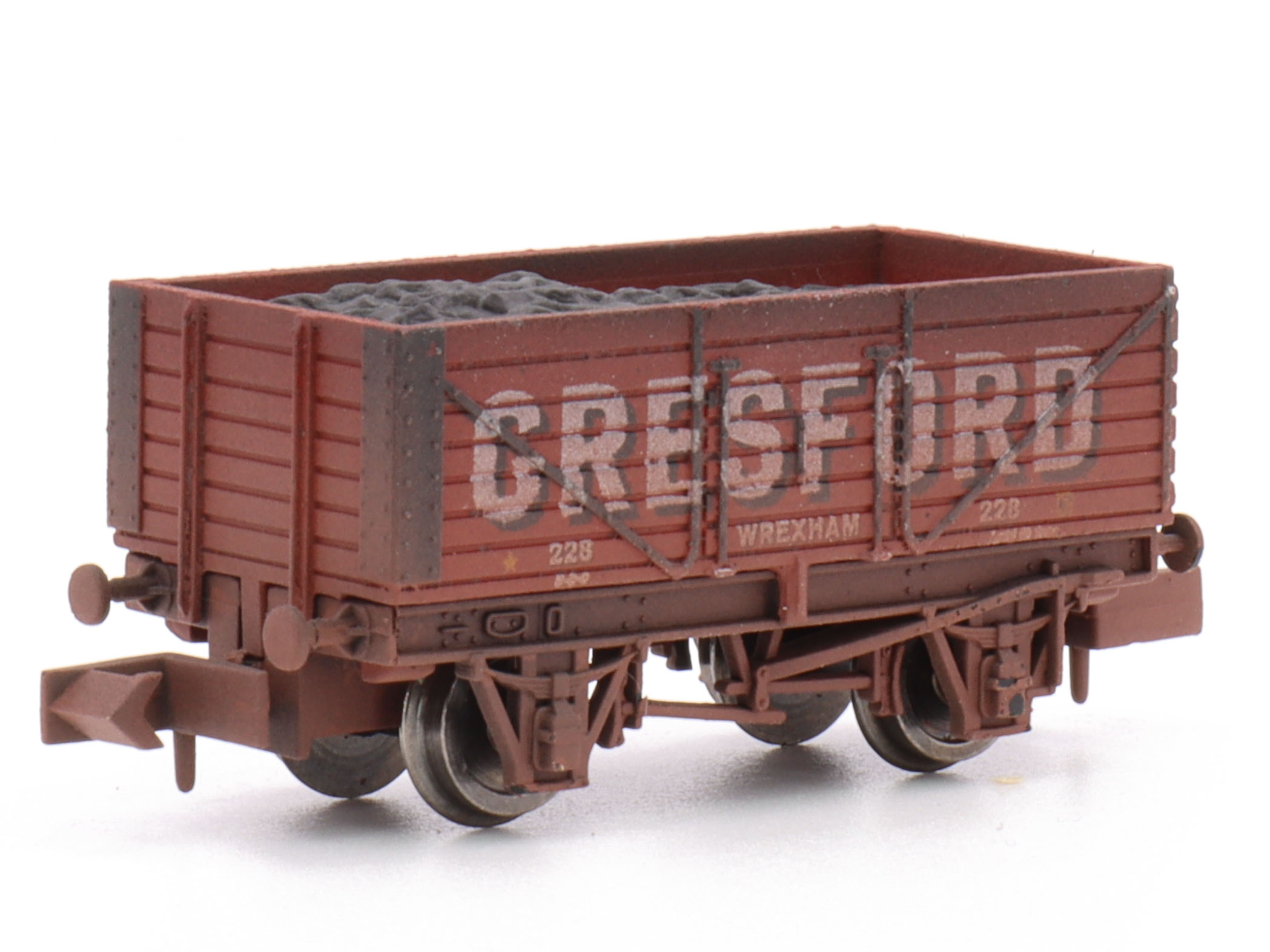 2F-071-059 7 plank wagon Gresford Wrexham 228 weathered (image for) 2F-071-059 7 plank wagon Gresford Wrexham 228 weathered