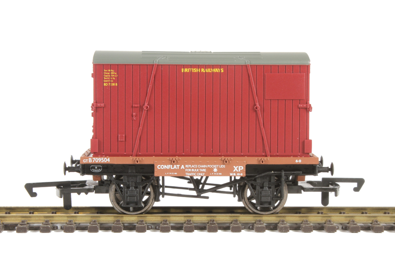 R6776SH Conflat and Container Wagon B709504 BR with container (image for) R6776SH Conflat and Container Wagon B709504 BR with container
