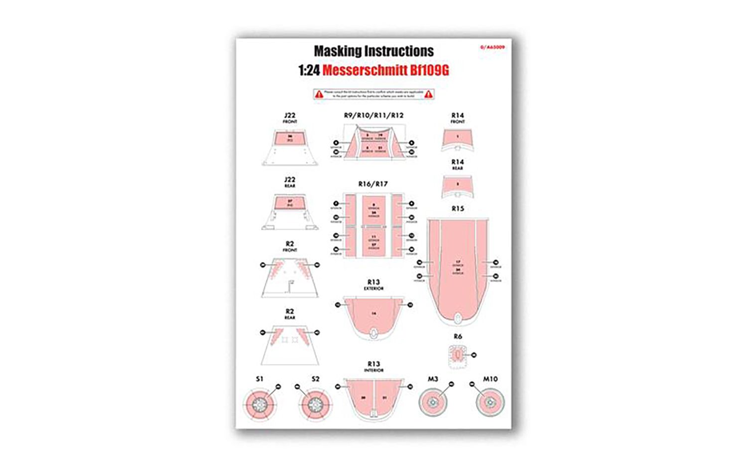 A65009 Masking Set - Messerschmitt Bf109G (A17003) (image for) A65009 Masking Set - Messerschmitt Bf109G (A17003)