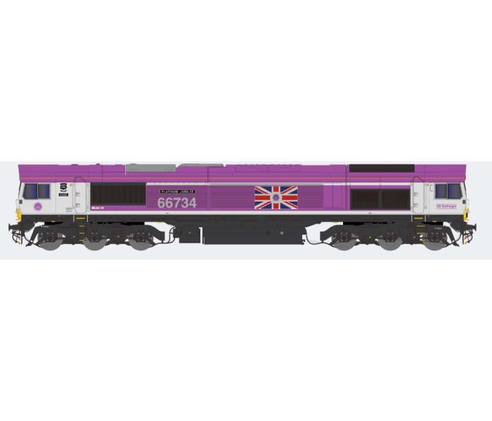 2D-066-006 Class 66 734 'Platinum Jubilee' GBRf Pink (image for) 2D-066-006 Class 66 734 'Platinum Jubilee' GBRf Pink