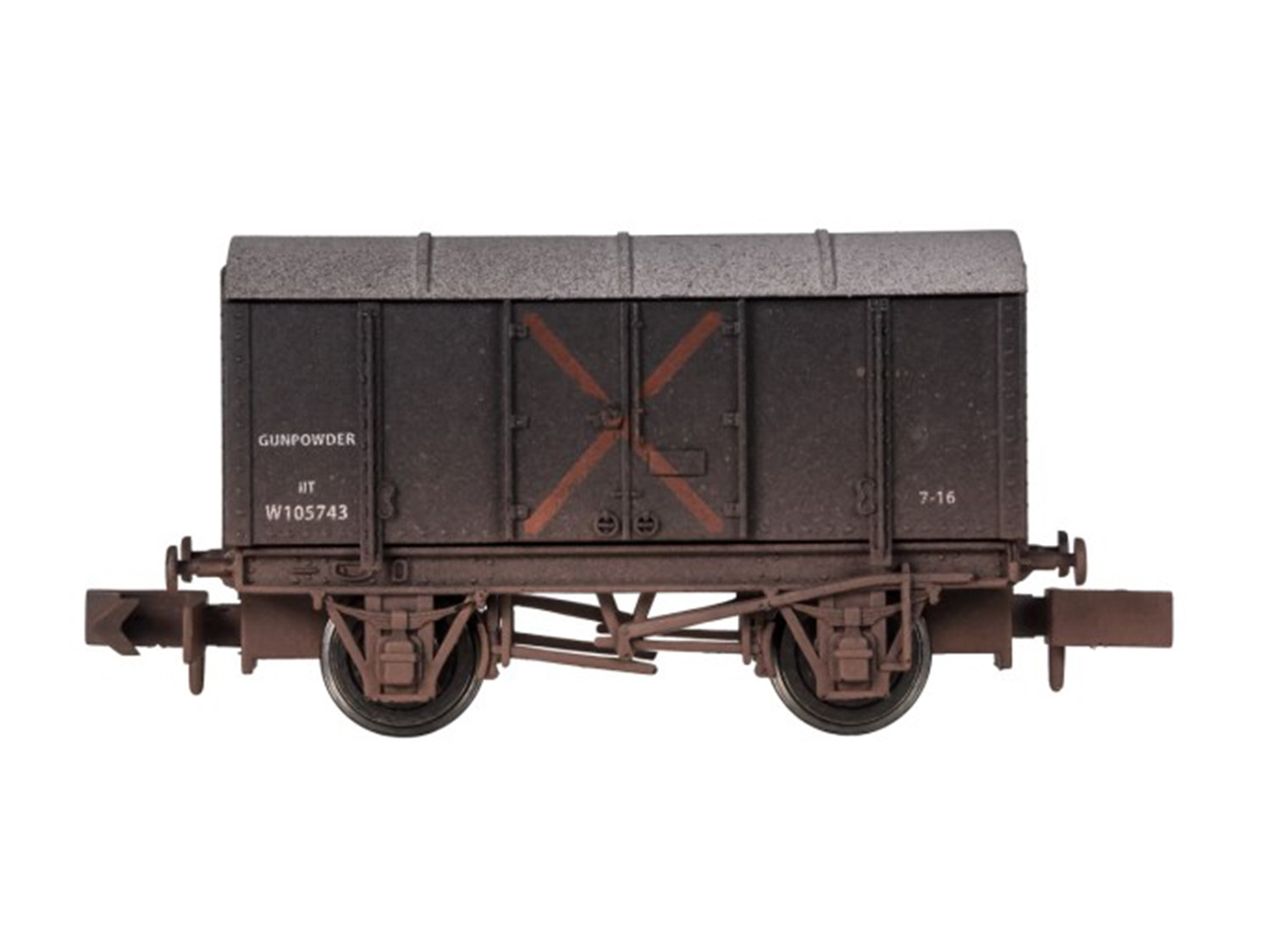 2F-013-088 GUNPOWDER VAN GWR W105743 WEATHERED (image for) 2F-013-088 GUNPOWDER VAN GWR W105743 WEATHERED