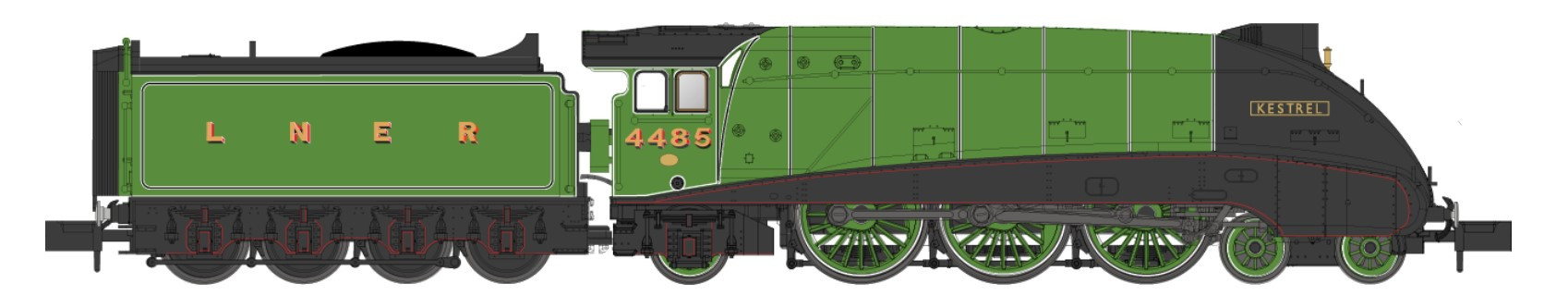 2S-008-019 A4 4485 'Kestrel' LNER Green (image for) 2S-008-019 A4 4485 'Kestrel' LNER Green