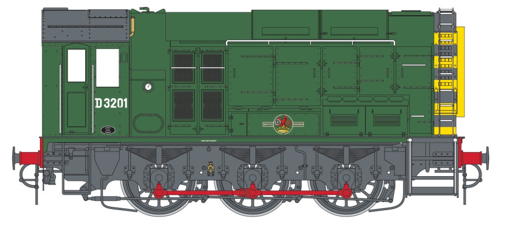7D-008-019 Class 08 D3201 BR Late Green w/Wasp Stripes (image for) 7D-008-019 Class 08 D3201 BR Late Green w/Wasp Stripes