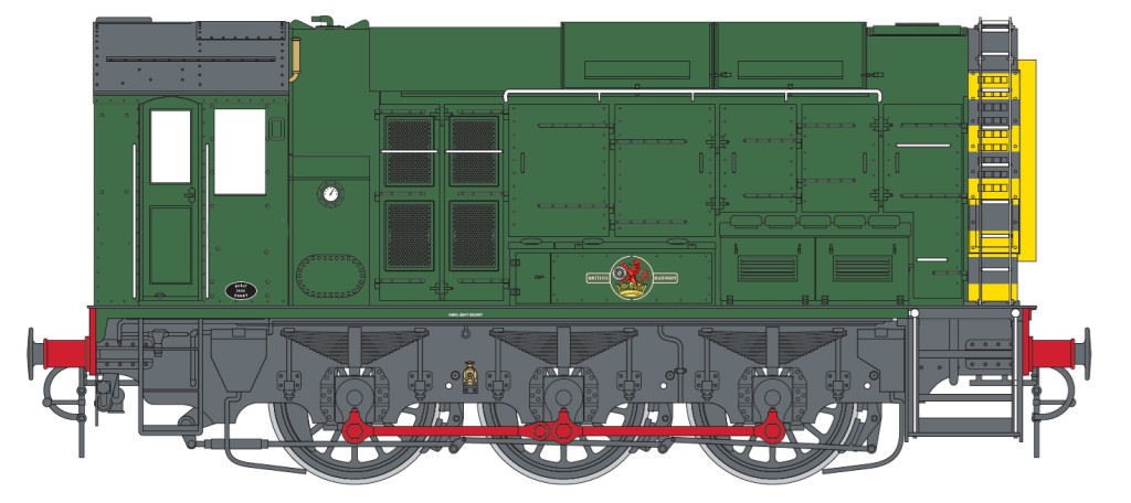 7D-008-019U Class 08 Unnumbered BR Late Green w/Wasp Stripes (image for) 7D-008-019U Class 08 Unnumbered BR Late Green w/Wasp Stripes