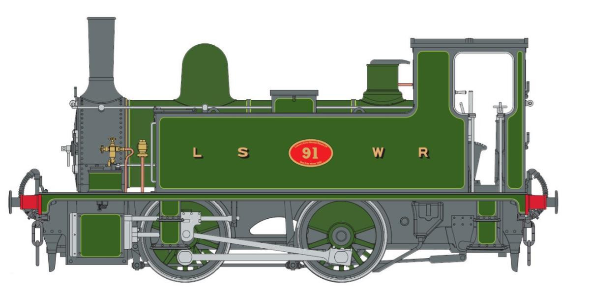 7S-018-006 B4 0-4-0T DOCK TANK 91 LINED GREEN (image for) 7S-018-006 B4 0-4-0T DOCK TANK 91 LINED GREEN