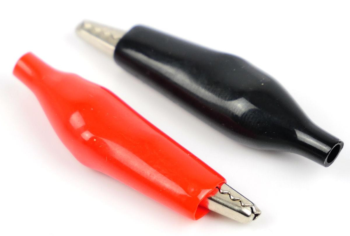GM28 CROCODILE CLIPS RED/BLACK (PAIR) (image for) GM28 CROCODILE CLIPS RED/BLACK (PAIR)