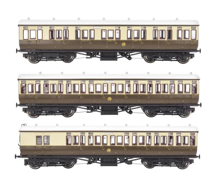 GM4310106 GWR Toplight Coach Set (3) GWR Choc/Crm Shirtbutton B (image for) GM4310106 GWR Toplight Coach Set (3) GWR Choc/Crm Shirtbutton B