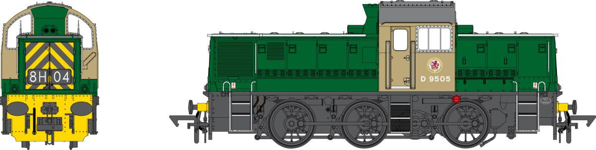 1412 CLASS 14 D9505 BR GREEN W/WASP STRIPES (image for) 1412 CLASS 14 D9505 BR GREEN W/WASP STRIPES