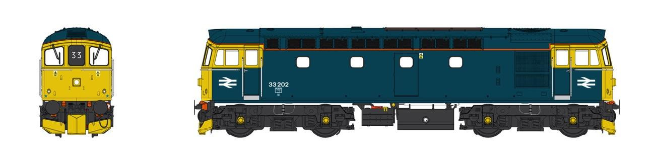 3338 CLASS 33 202 BR BLUE ORANGE CANTRAIL LINE (image for) 3338 CLASS 33 202 BR BLUE ORANGE CANTRAIL LINE