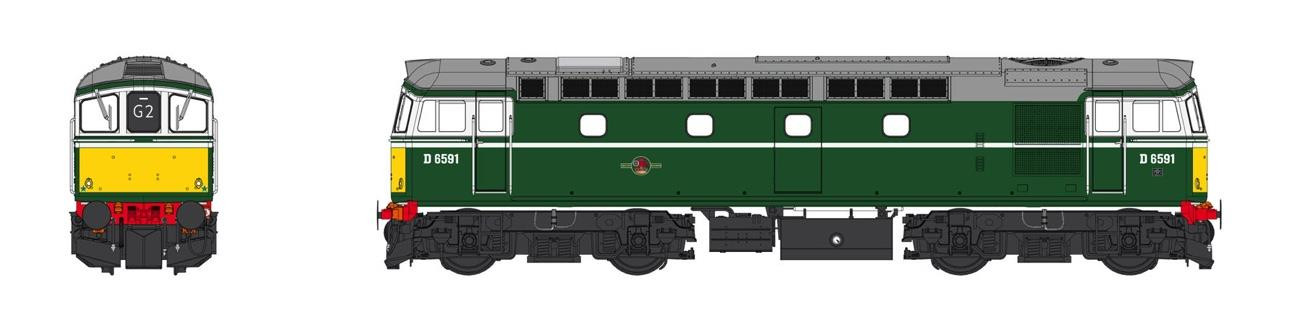 3376 CLASS 33/2 D6591 BR GREEN SMALL YELLOW PANELS (image for) 3376 CLASS 33/2 D6591 BR GREEN SMALL YELLOW PANELS