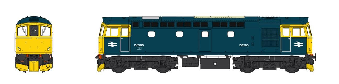 3377 CLASS 33/2 D6590 BR BLUE FULL YELLOW ENDS (image for) 3377 CLASS 33/2 D6590 BR BLUE FULL YELLOW ENDS