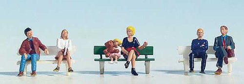 15530 SEATED PEOPLE (6) AND BENCH FIGURE SET (image for) 15530 SEATED PEOPLE (6) AND BENCH FIGURE SET