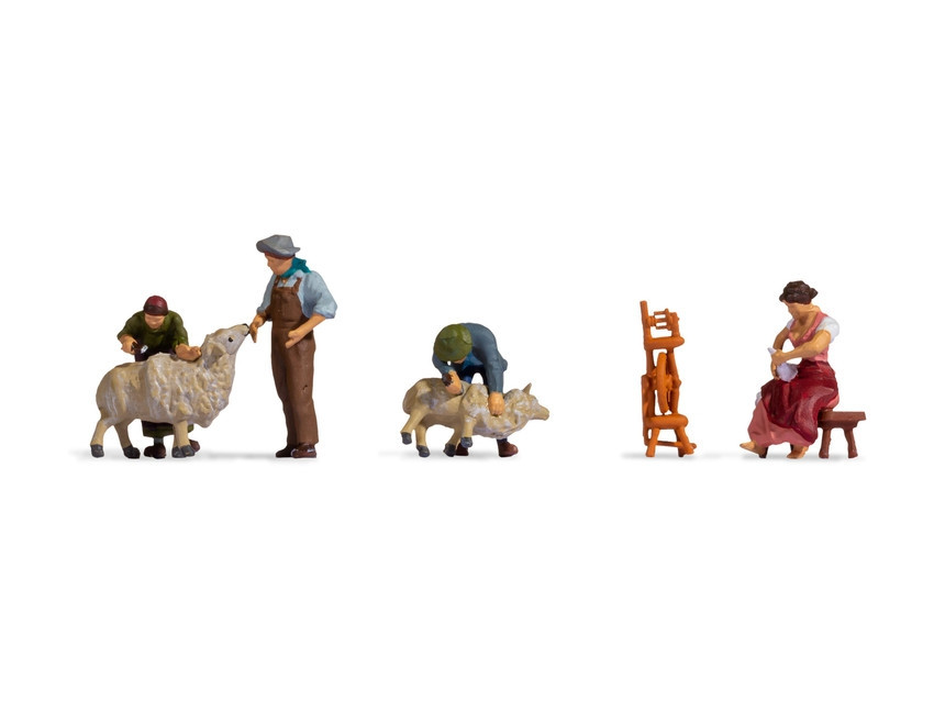 15751 SHEEP SHEARERS (4) FIGURE SET (image for) 15751 SHEEP SHEARERS (4) FIGURE SET