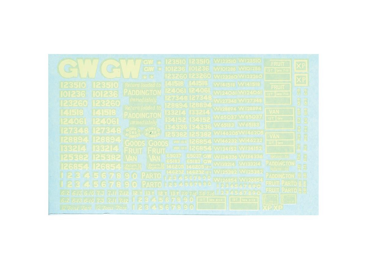 PS72 GWR/BR WAGON WATERSLIDE TRANSFERS (image for) PS72 GWR/BR WAGON WATERSLIDE TRANSFERS