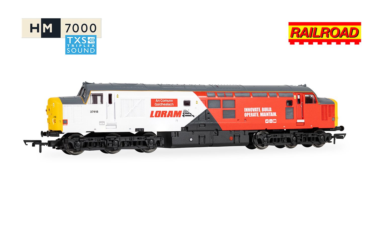 R30436TXS RailRoad - Loram - Class 37 37418 (DCC Sound Fitted) (image for) R30436TXS RailRoad - Loram - Class 37 37418 (DCC Sound Fitted)