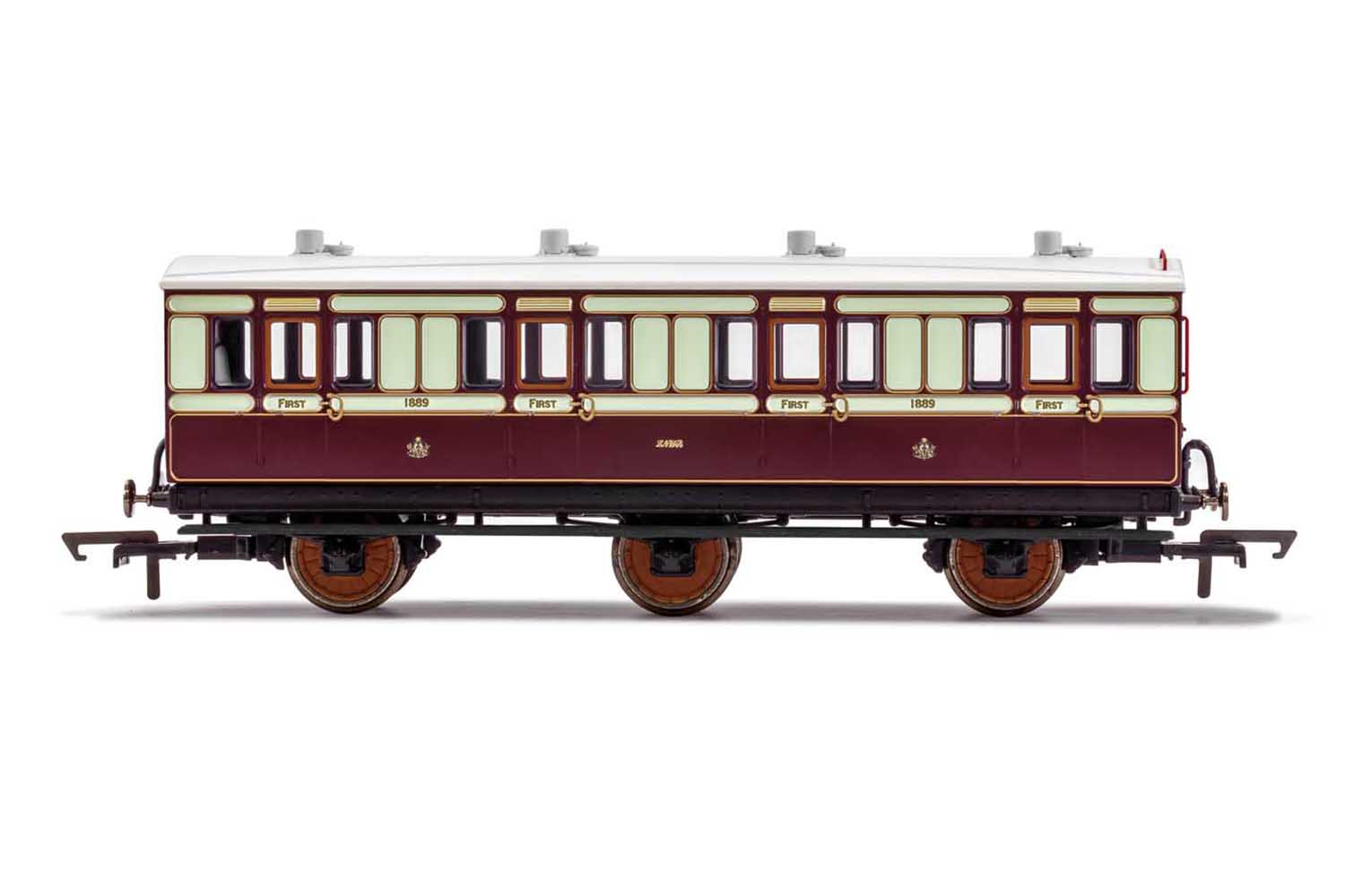 R40119 LNWR 6 wheel 1st class coach WITH LIGHTS (image for) R40119 LNWR 6 wheel 1st class coach WITH LIGHTS
