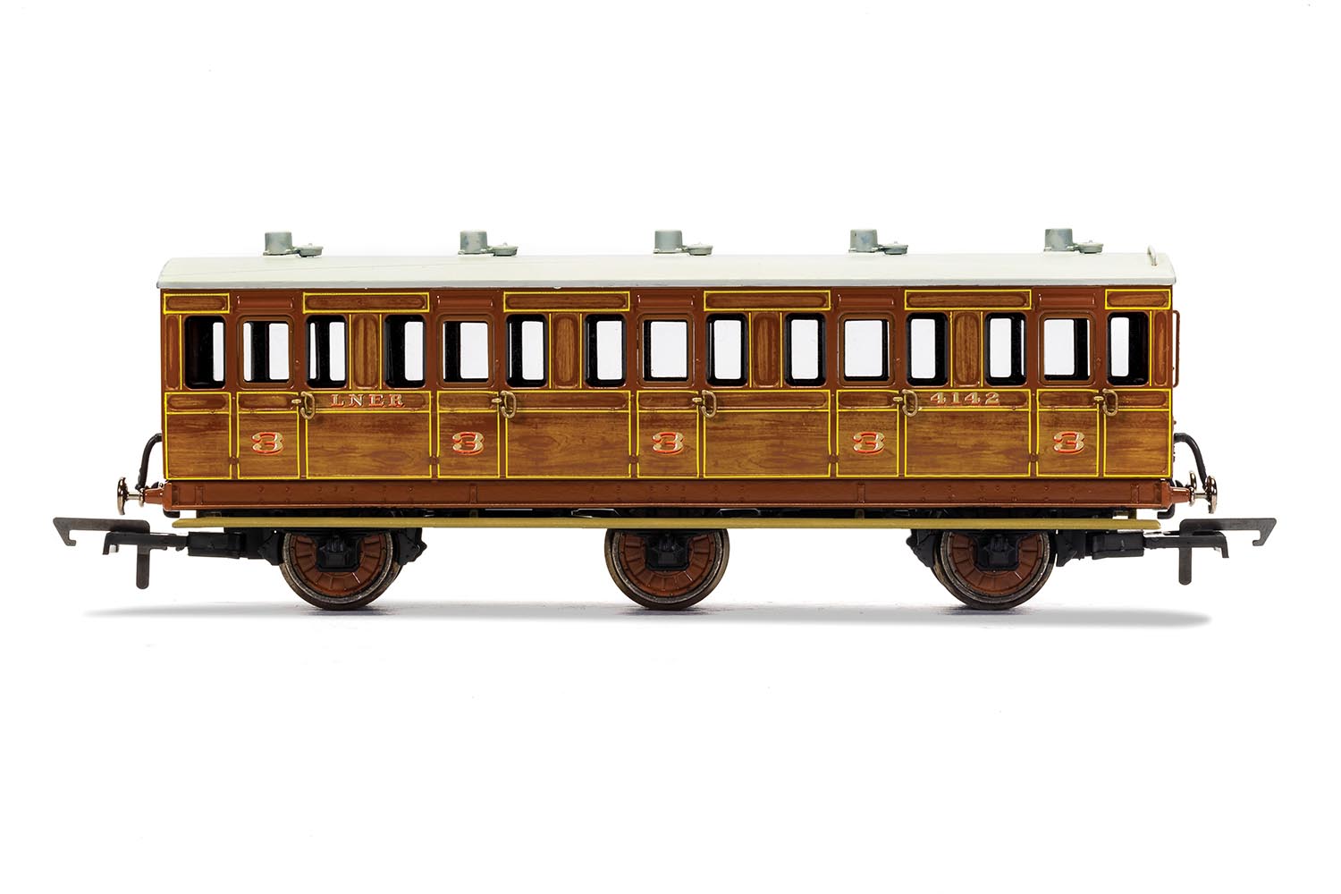 R40128A LNER, 6 Wheel Coach, 3rd Class, Fitted Lights (image for) R40128A LNER, 6 Wheel Coach, 3rd Class, Fitted Lights