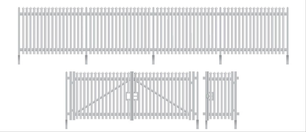 280 MODERN PALISADE FENCING WITH GATES (image for) 280 MODERN PALISADE FENCING WITH GATES